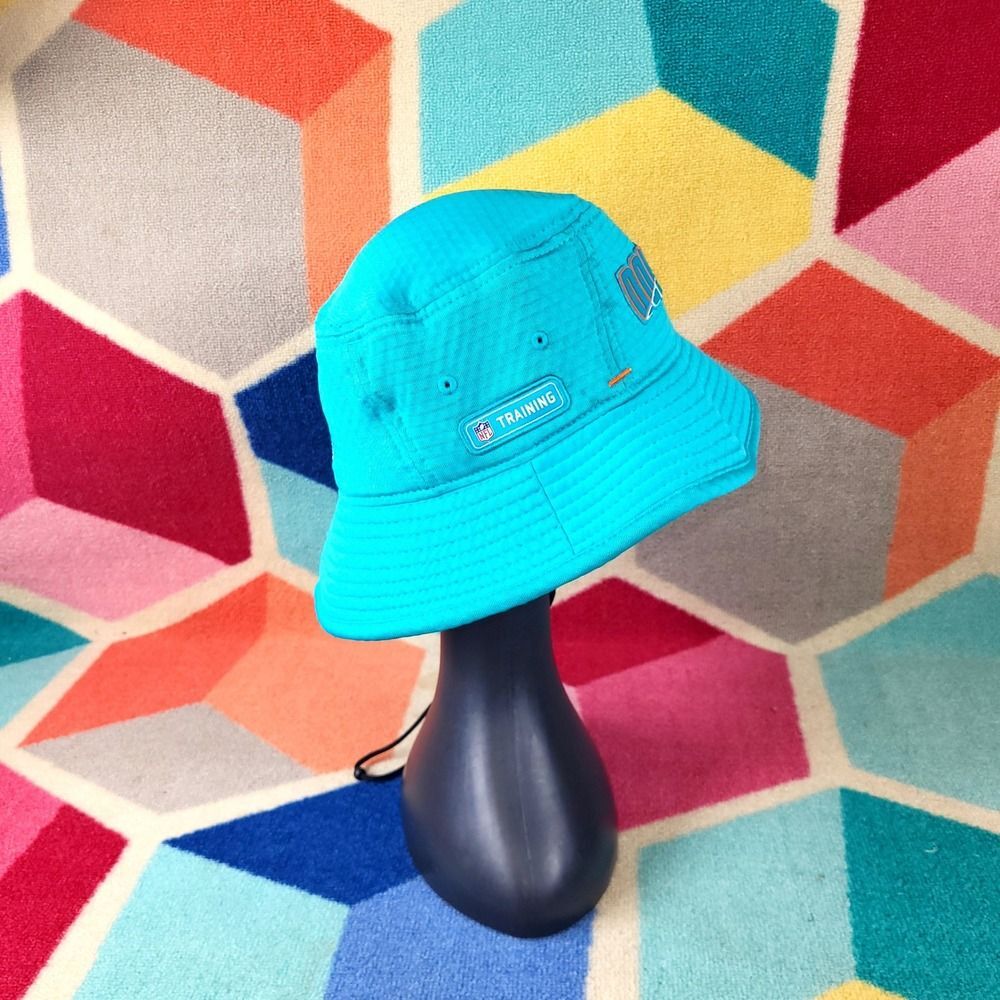 Miami Dolphins NFL Training Bucket Hat New Era Turquoise Orange‎ Embroidered